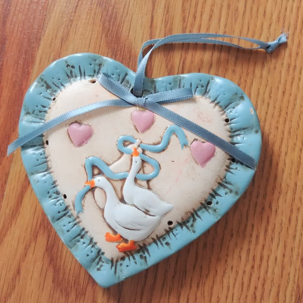 Goose Farm country home decor wall hanging vintage ceramic folk art heart south
